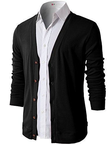 H2H Mens V Neck Button Business Suit Cotton Cardigan Sweater Black Us Xl/Asia 2Xl (Cmocal012) #TOP2