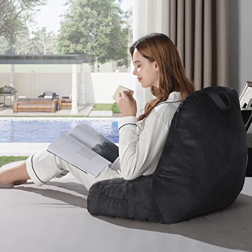 Downluxe Reading Pillow With Support Arms, Bed Pillows For Sitting Up In Bed/Couch, Large Adult Arm Pillow With Shredded Memory Foam And Removable Cover (20 X 15 Inches Black) #TOP5