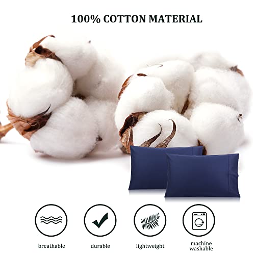 PiccoCasa Pillowcases 2 Pack, Super Soft Cotton Bed Pillow Covers with Envelope Closure, Hotel Bedroom Pillow Sham Navy Blue 50x90cm - Image 2