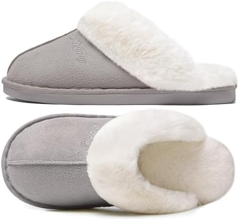 Donpapa Hausschuhe Damen Herren Plüsch Memory Foam Faux Lammfell Pantoffeln | Winter, Warme Slippers, Flauschige & Bequeme Weiche, Rutschfeste Sohle, Indoor Outdoor