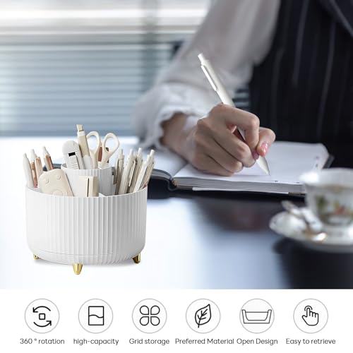 Lot de 11 accessoires de bureau rotatif pour libérer de l'espace et ranger vos ciseaux et stylos - 5