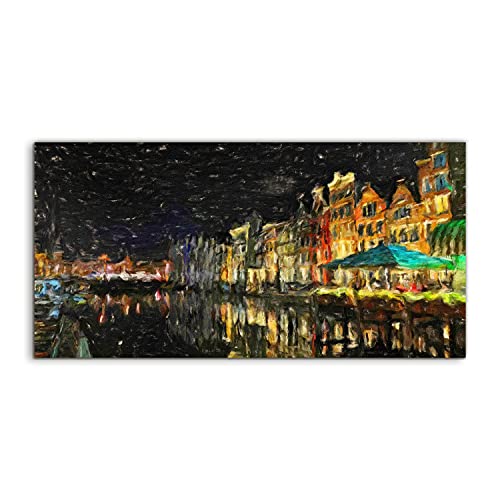Art murale salon en verre trempe 120x60 Coloray design urbain City Night