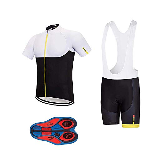 Men's Quick-Dry Cycling Jersey Set Road Bike Bicycle Shirt + Bib Shorts with 9D Gel Pad MTB Riding Clothing Kit