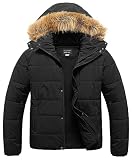 CREATMO US Big and Tall Coats for Men Mens Puffer Jackets Men's Jacket Waterproof Winter Bubble Ski Parka Fur Hooded Black 4X