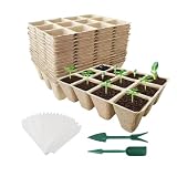 Vasetti Di Torba,Kit Di Contenitori Da Trapianto A 12 Celle,Vasi Da Vivaio Con Kit Di Attrezzi Ed Etichette | Per Cura di Ortaggi e Alberi, Coltivazione, Propagazione e Giardinaggio in Cortile e