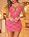 Avidlove Women Lingerie Sexy Lace Babydoll Halter V Neck Teddy Bodysuit Hot Pink