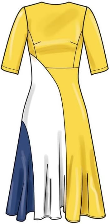 Simplicity Women's Fitted Color Block Dress Sewing Pattern Packet, Design Code S9887, Sizes 30W-32W-34W-36W-38W