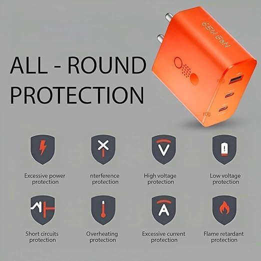 Image of CMF by Nothing 65W GaN 3A Multiport Mobile PD Charger, Type C Charger Block Compatible for Nothing Phone 2a /Phone 2 /Phone 1,Supports Other Type-C Devices,Nothing Fast Charging Adapter, (Orange)
