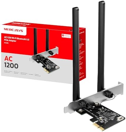Mercusys TP-Link MA30E Adattatore PCIe Dual Band Wi-Fi AC1200Mbps, Bluetooth 5.0, Due Antenne ad Alte Prestazioni, MU-MIMO, WPA3, Windows 11/10