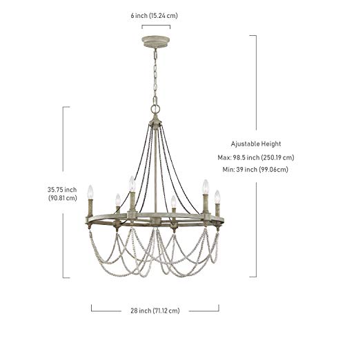 Feiss F3132/6Fwo/Dww Beverly Candle Chandelier Lighting, White, 6-Light (28"Dia X 36"H) 360Watts #TOP1
