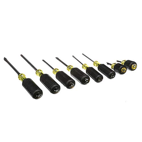 Klein Tools 85148 Screwdriver Set 8pcs Includes Magnetizer / Demagnetizer, 2 Slotted, 4 Phillips, 2 Cabinet Tip, Cushion Grip Comfort