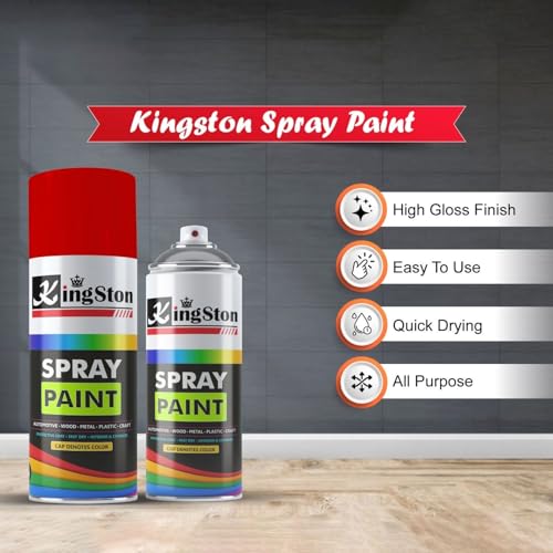 Image of Kingston Acrylic Spray Paint for Metal, Wood, Wall & Plastic, Multi-Surface DIY Paint, Quick Dry, Smooth Finish, 400ml Can, Jetta Red, 1 Pc