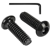 VGBUY 50Pcs 1/4-20 x 1 Button Head Socket Cap Bolts Screws,304 Stainless Steel 18-8,Black Zinc Plating,Fully Threaded,with Spanner Allen Hex Drive, for Furniture,Water Pump,Light FixtureVG10306