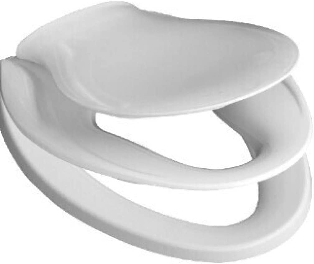 Toilet Lid - Easy Close White Plastic Elongated Comfortable Ergonomic Design Slow Closing System