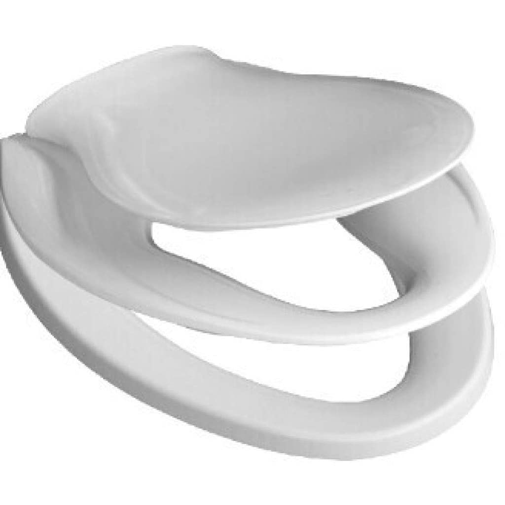 MOBYGKFY Toilet Lid - Easy Close White Plastic Elongated Comfortable Ergonomic Design Slow Closing System