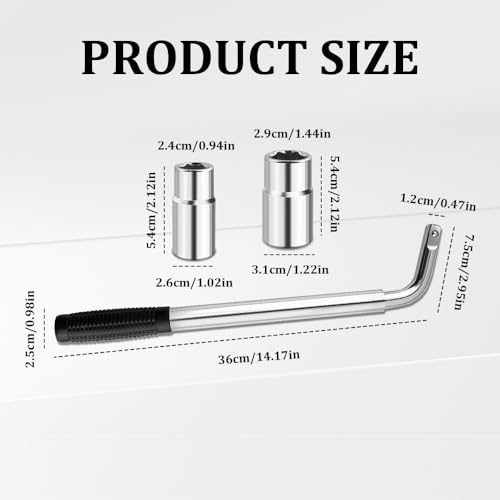 Image of Telescoping Lug Wrench, Tire Wrench, Wheel Nut Remover 1 /2 Drive with 17 /19mm and 21 /23mm Flip Sockets, Carbon Steel Lug Nut Wrenchs Tire Repair Tools for Cars, Vans, Trucks, Caravans