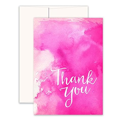 Watercolor (Pink) Jewel Toned Thank You Cards (Set of 10 Thank You Cards + Warm White Envelopes) - By Palmer Street Press Cover