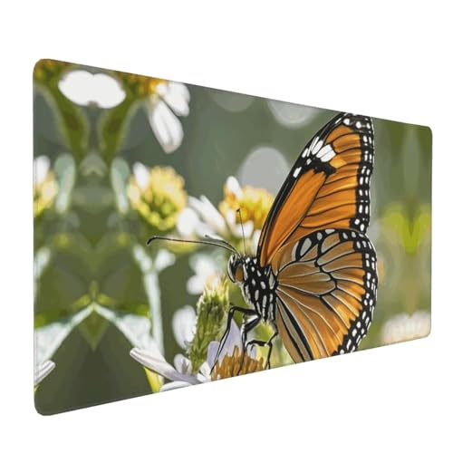 Tapis de souris de jeu avec motif papillon orange grand format
