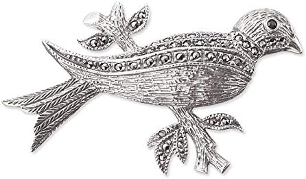 925 Sterling Silver and Switzerland Marcasite Humming Bird Brooch Pin