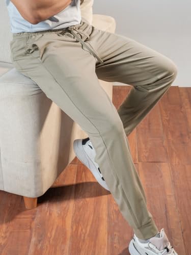 Image of DAMENSCH Men Mid Rise Regular Fit Cotton Blend Solid Moisture Wicking Antimicrobial Zipper Pocket Super Comfortable Baby Terry Lounge Joggers