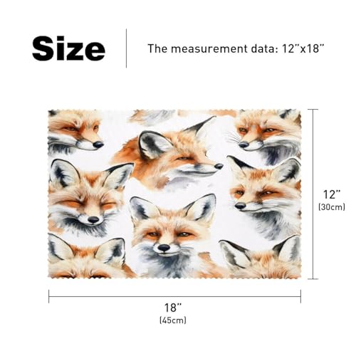 Sets de table résistants à la chaleur Foxes de 30x45cm lavables et durables - 6