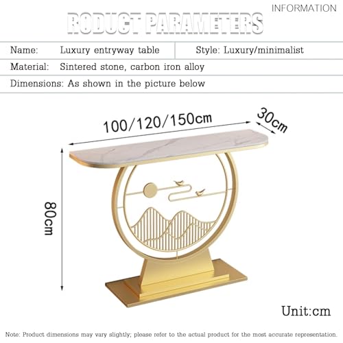 Mesa consola estrecha con estantes de madera y metal para pasillo 3