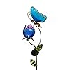 TERESAS Collections Flower Yard Decorations Outdoor 42 Blue Glass Butterfly Solar Outdoor Lights Garden Decor for Outside Metal Yard Art Garden Stake Decorative for Patio DecorGifts for Mom