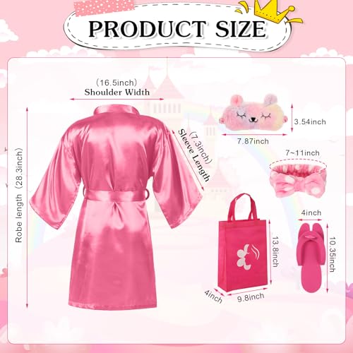 Suhine 6 Sets Girls Spa Birthady Party Supplies Birthday Print Satin Robe Tote Bags Spa Kit Nail Salon Kit(Pink Series)3