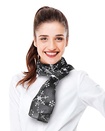 Cbc Crown Christmas Scarf - Christmas, Snowman, Snowflakes Theme Fashion Scarf - 13"X60" Made In Korea (Snowflake - Black) #TOP3