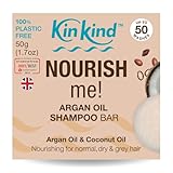 KinKind NOURISH me! Shampoo Bar. Coconut & Argan Oil for hydration. For normal, dry and grey hair. Vegan & Cruelty Free. UK made. Up to 50 washes.50g, cream, Pack of 1