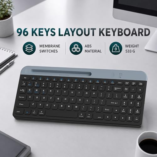 Image of Ant Master 55 Dual Mode Wireless Keyboard with Bluetooth & 2.4GHz, 96-Key Compact Layout, Rechargeable Battery, Water Resistant Membrane Keys, Compatible with Windows, Mac, Android & iOS - Black