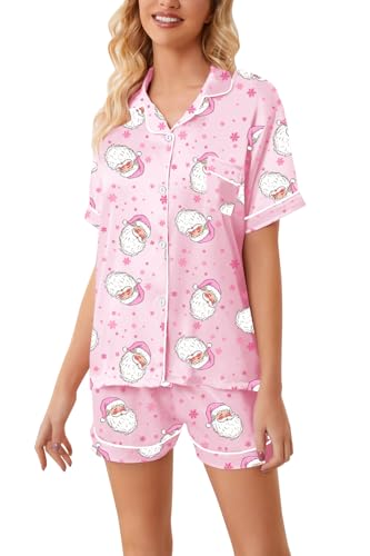 Image of Schbbbta Girls Womens Pajamas, Satin Silky Pjs Set Kids 2Pcs Button-Down Nightwear Sleepwear Gift for Mommy and me