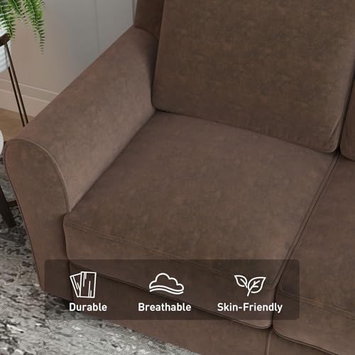 Bonzy Home 80.7\" Couch for Living Room, 3 Seater Brown Sofa Couch, Modern Design with Thick Cushion - Thumbnail 3