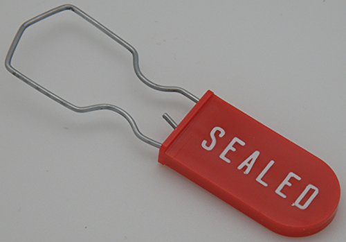 Image of Plastic Padlock Security Seal with Large Shackle Metal Wire (Red, 10 Pack)