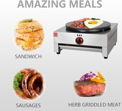 Crêpe-Maschine, 39,5 cm, kommerzielle Crêpe-Maker-Maschine, Methangas-Pfannkuchen, große Kochplatte, antihaftbeschichtet, für Geschäft, Get-Togethers, Eierpfannkuchen, Hot Dogs – Bild 7