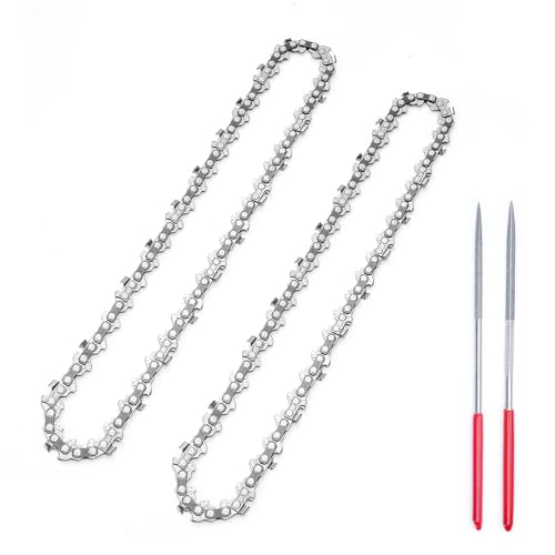 Catena di ricambio per mini motosega da 20,3 cm, 2 pezzi, calibro 109,2 cm, passo LP da 1/4, 47 maglie, adatta a tutte le mini motoseghe da 20,3 cm, include lima per affilacatena gratuita