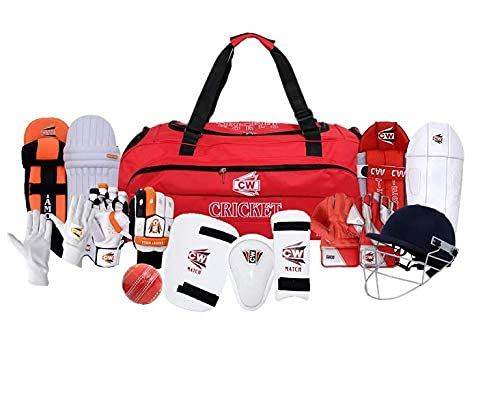 CW Century 11PIECES Cricket KIT Set with Wheel Bag Cricket KIT Official Club Complete Set College Cricket KIT Set Full Size for Men Youth & Adult Cricket Set