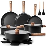 16 Piezas Juego de Utensilios de Cocina Antiadherentes, Juego de Ollas para Sopa, Ollas para Leche y Sartenes, Universal...