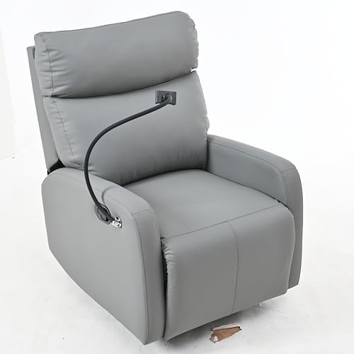 Yestar 360-degree Nursery Rocking Chair, Modern Glider Rocker for Bedroom & Living Room, Small Rocking Chair with Phone Holder-Blue Gray & Light Brown (Blue Gray + Light Brown) (Blue-Gray)