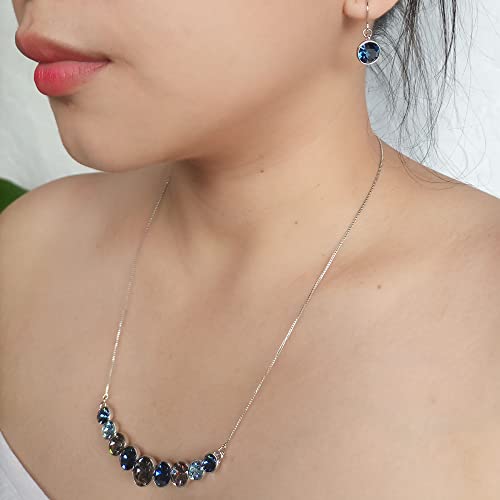Upsera Crystal Necklace – 9-Stone Crystal Necklace For Women With Blue Austrian Crystals – 18.7-Inch With 2-Inch Extender Blue Necklace – Statement Necklace For Prom, Wedding, Engagement #TOP5
