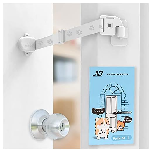 Neobay Adjustable Door Strap and Latch for Cats, Easy Way for Dog Proof Litter Box and Feeding Station, Pet Latch for Door, Economical Alternative of Pet Gates and Interior Cat Door