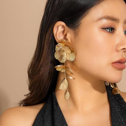 Acrylic Tassel Flower Earrings - Colorful Leaf Floral Dangle Drop Long Earrings for Women2