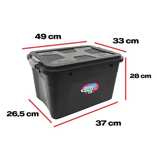 Caixa Organizadora 30 Litros Preto c/Trava Uninjet
