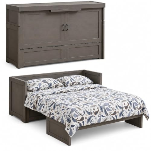 Night & Day Furniture MUR-CUB-QEN-CHO-COM Murphy Cube Cabinet Bed, Queen, Chocolate (Stonewash)