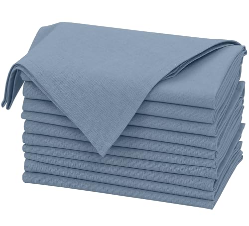 Ruvanti Linen Napkins Set of 12, 18x18 Cloth Napkins, Cotton Linen Blend Napkins Cloth Washable, Soft, Reusable Dinner Napkins for Wedding, Parties, Christmas, Thanksgiving, Everyday Use - Grey