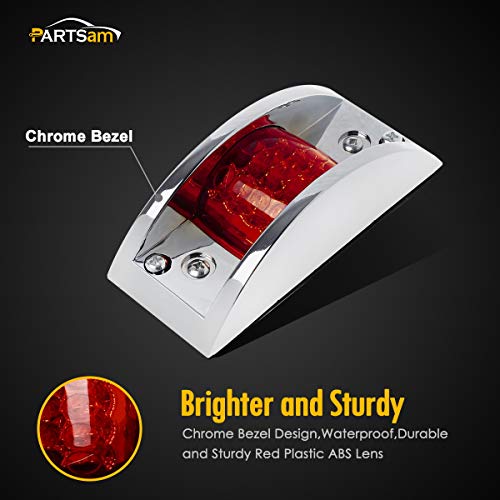 Partsam 4X Red Sealed Chrome Armored Led Trailer Clearance And Side Marker Light 12 Led #TOP2