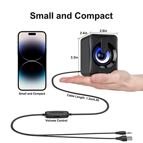 Computer Speaker Usb Powered Speaker Portable Mini Bluetooth Subwoofer With Rgb Lights Volume Control 3.5Mm Aux-In Hifi Stereo Sound Desk Audio System For Pc Monitor Tablets Desktop Laptop Cellphone #TOP5