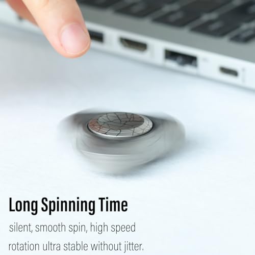 Image of FREELOVE Premium Metal Fidget Spinner for Adults, Stainless Steel Heavy Silent Spinner with Precision Bearing, Small Office Desk Toy & EDC for Stress Relief Focus ADHD, Titanium Alloy Crackled Design