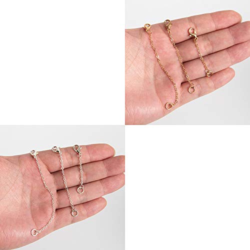 Softones 12-18Pcs Ankle Bracelets Extenders-Extension for Womens Jewelry(1 2 3 Inch),with Lobster Clasp and O-Clasp from Gold Silver Rose Gold2