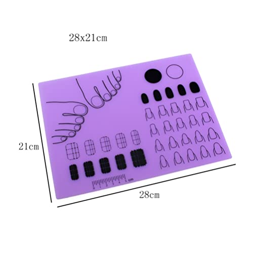 Silicone Nail Art Stamping Mat Nail Decals Practice Manicure Mat Nail Art Table Pad Manicure Protector For Nail Salons (Purple) 28X21Cm #TOP1